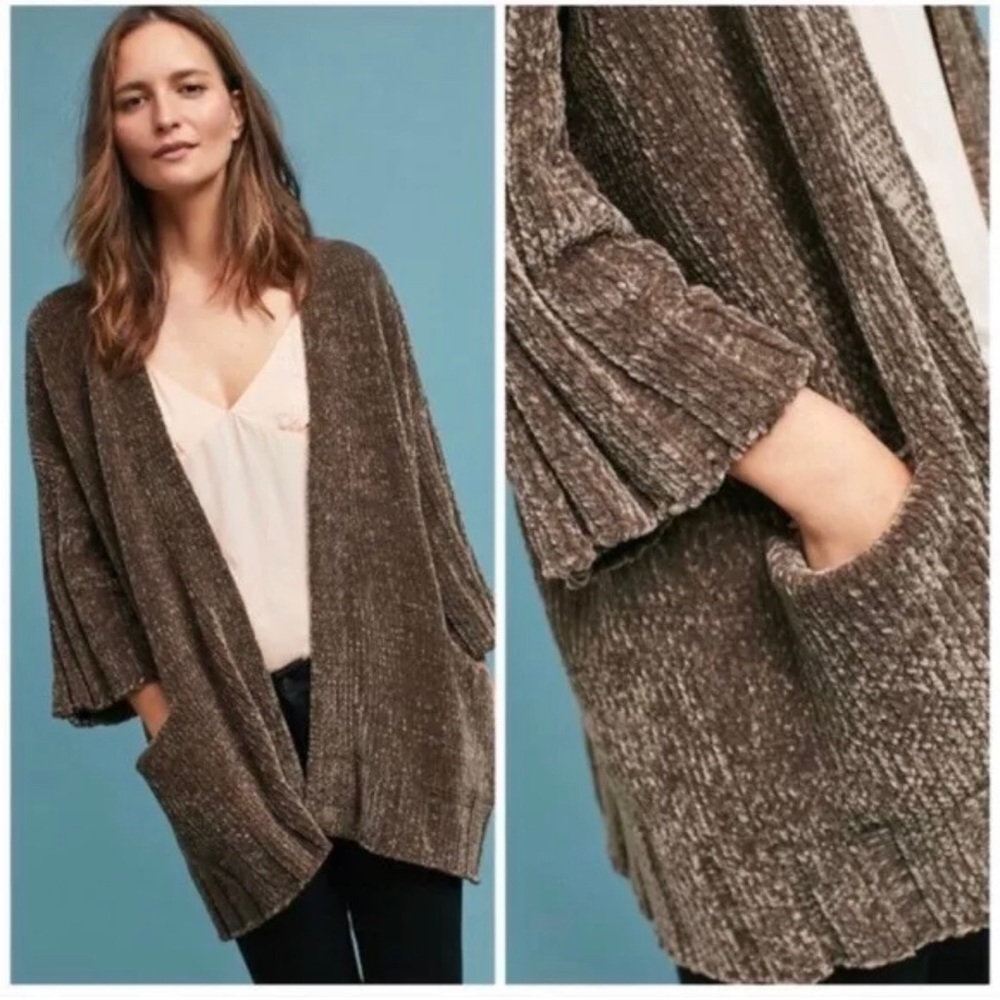 NWOT Black Anthropologie Chenille Cardigan XS